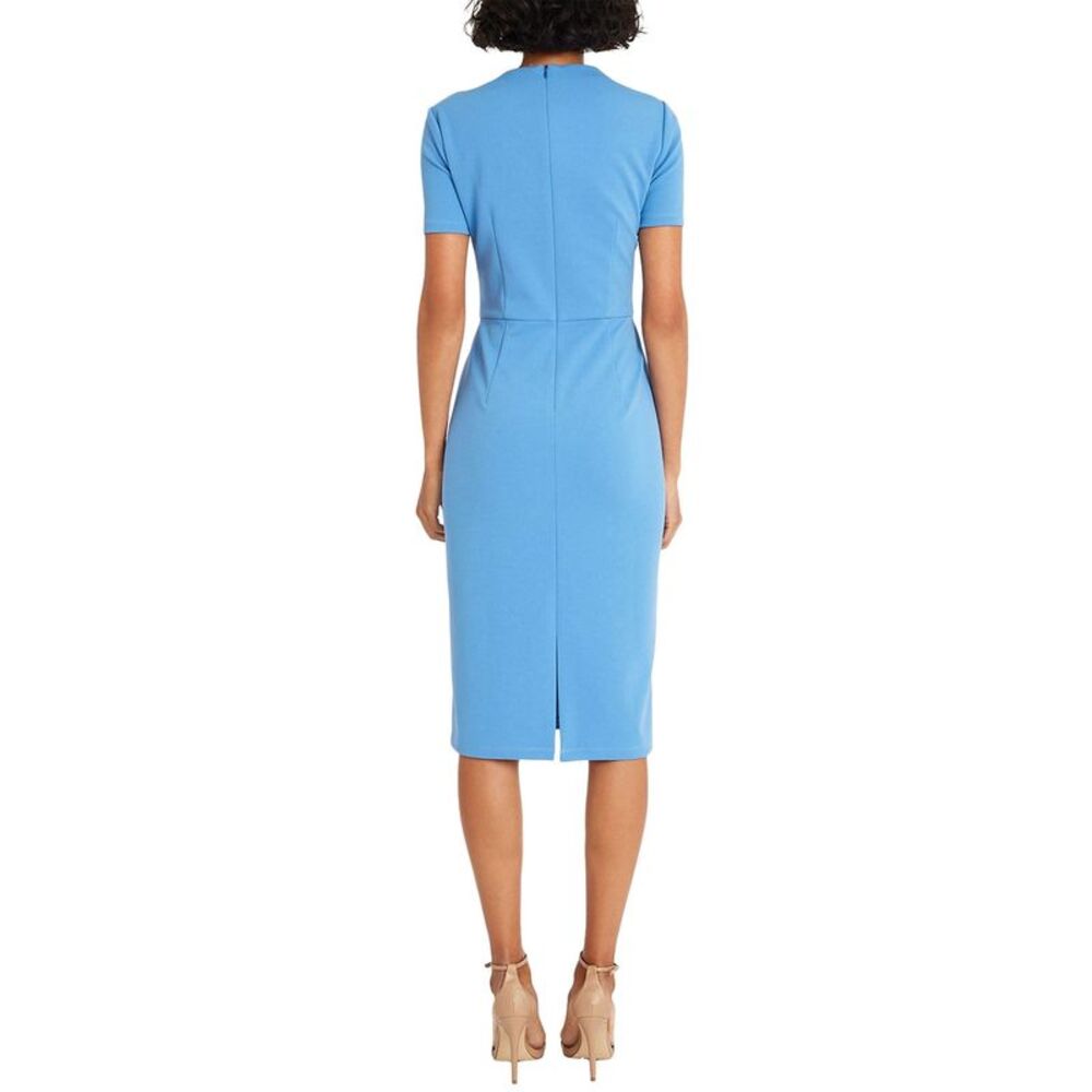 Maggy London Womens Shirred-Shoulder Sheath Midi Dress 2 Blue Bonnet - NWT $128 - Picture 3 of 4